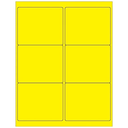 Bsc Preferred 4 x 3 1/3'' Fluorescent Yellow Rectangle Laser Labels, 600PK BUY00025316